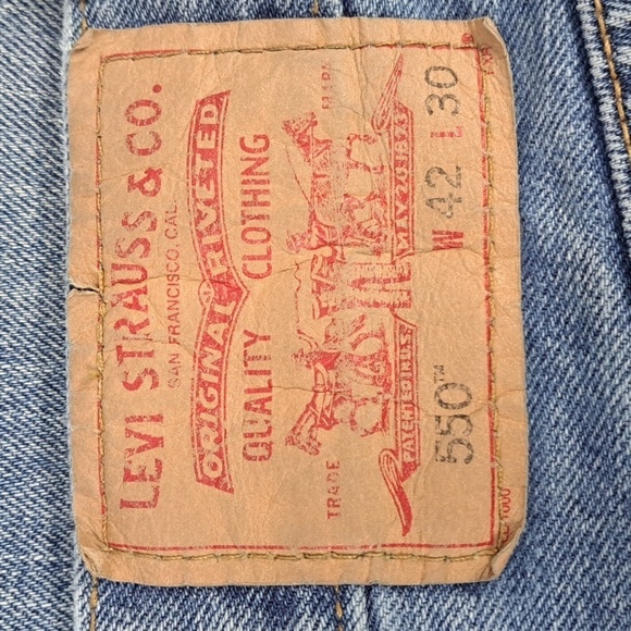 Levi's 550 relaxed fit med light wash straight leg baggy legs denim jeans 42/30 - Picture 5 of 6